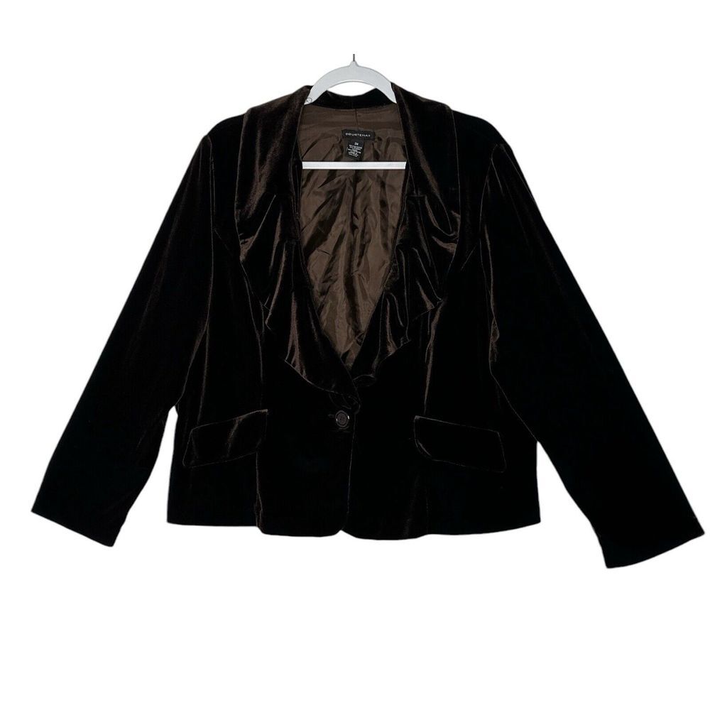 Courtenay Blazer Top Woman 3X Plus Brown‎ Velvet Stretch Grandmacore Corpcore